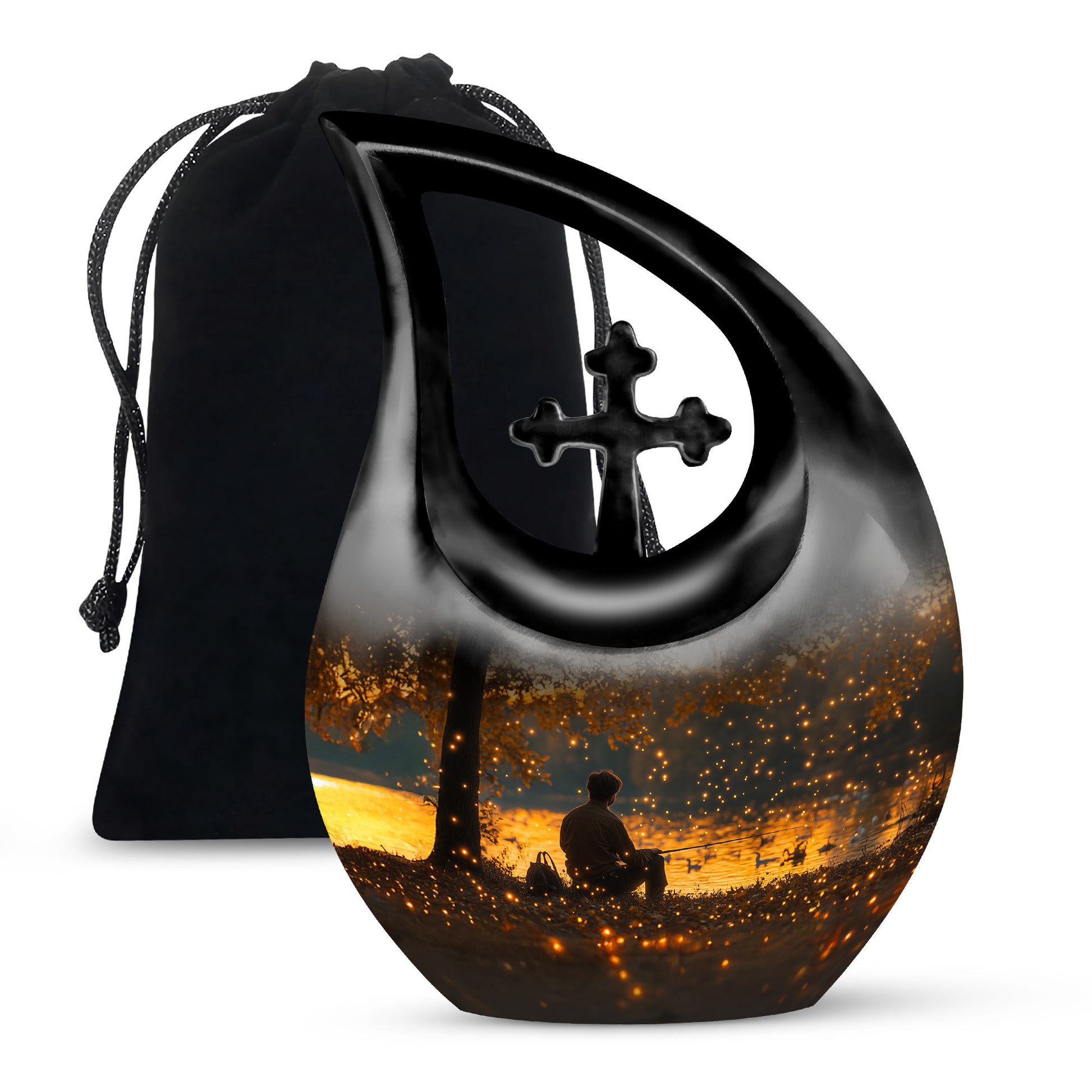 Fishing Sunset Themed Urn - Beautiful Cremation Urns For Male Ashes