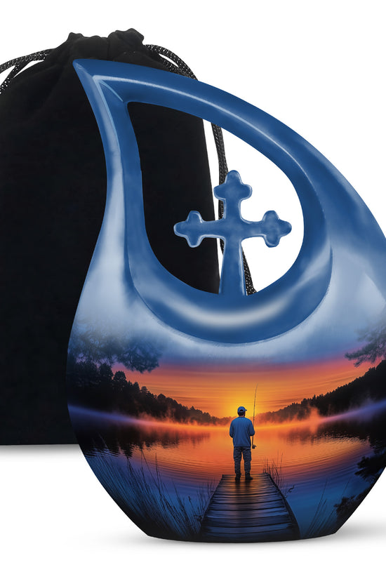 Sunset Fishing Memorial Urn - Beautiful Sunset Memorial Urn For Adult Male