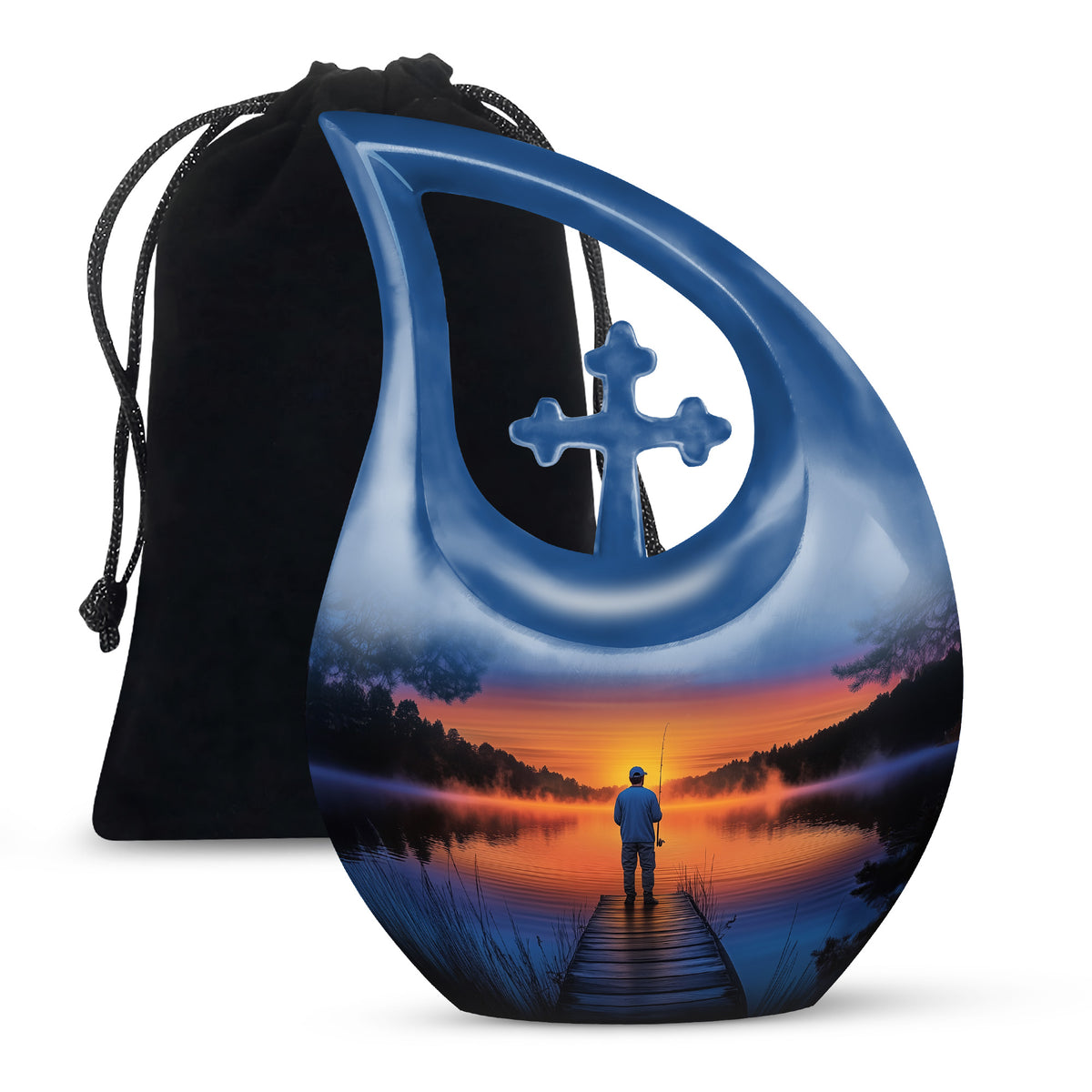 Sunset Fishing Memorial Urn - Beautiful Sunset Memorial Urn For Adult Male