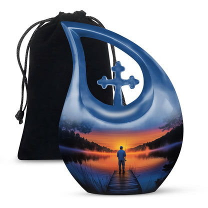 Sunset Fishing Memorial Urn - Beautiful Sunset Memorial Urn For Adult Male