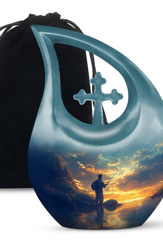 Fisherman Cremation Urn - Beautiful Sunrise Memorial Urns For Human Ashes