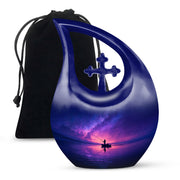 Galaxy Night Fishing Funeral Urn - Scenic Lake Cremation Urn For Dad