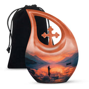 Peaceful Fishing Cremation Urn - Sunset Lake Memorial Urn For Human Ashes