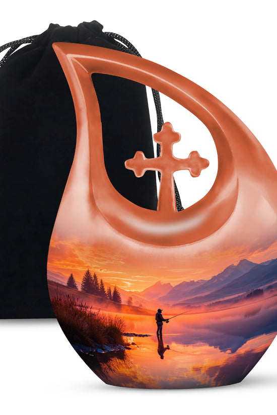 Lake Fishung Memorial Urn - Mountain Funeral Urn For Adult Ashes