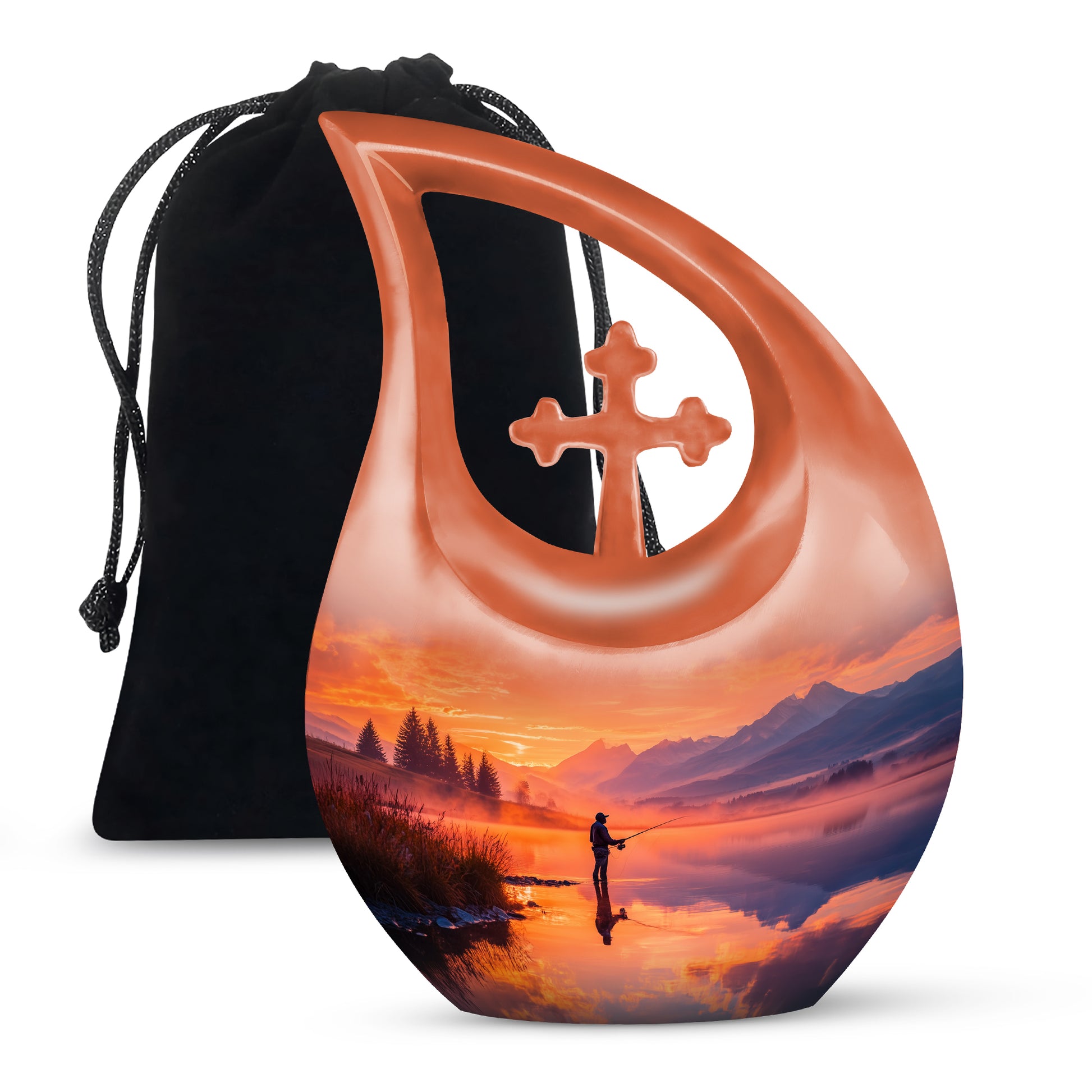 Lake Fishung Memorial Urn - Mountain Funeral Urn For Adult Ashes