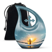 Ocean Fishing Cremation Urn - Sunrise Coastal Memorial Urn For Ashes