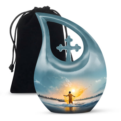 Ocean Fishing Cremation Urn - Sunrise Coastal Memorial Urn For Ashes