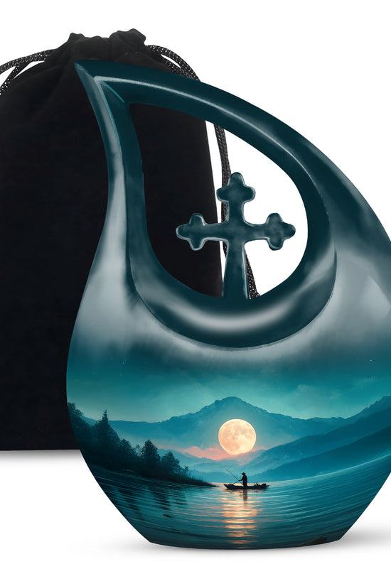 Moon Fishing Cremation Urn - Night Sky Cremation Urn For Burial