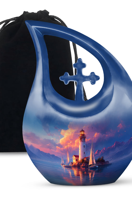 Sunset Lighthouse Memorial Urn - Ocean Cremation Urn For Human Ashes