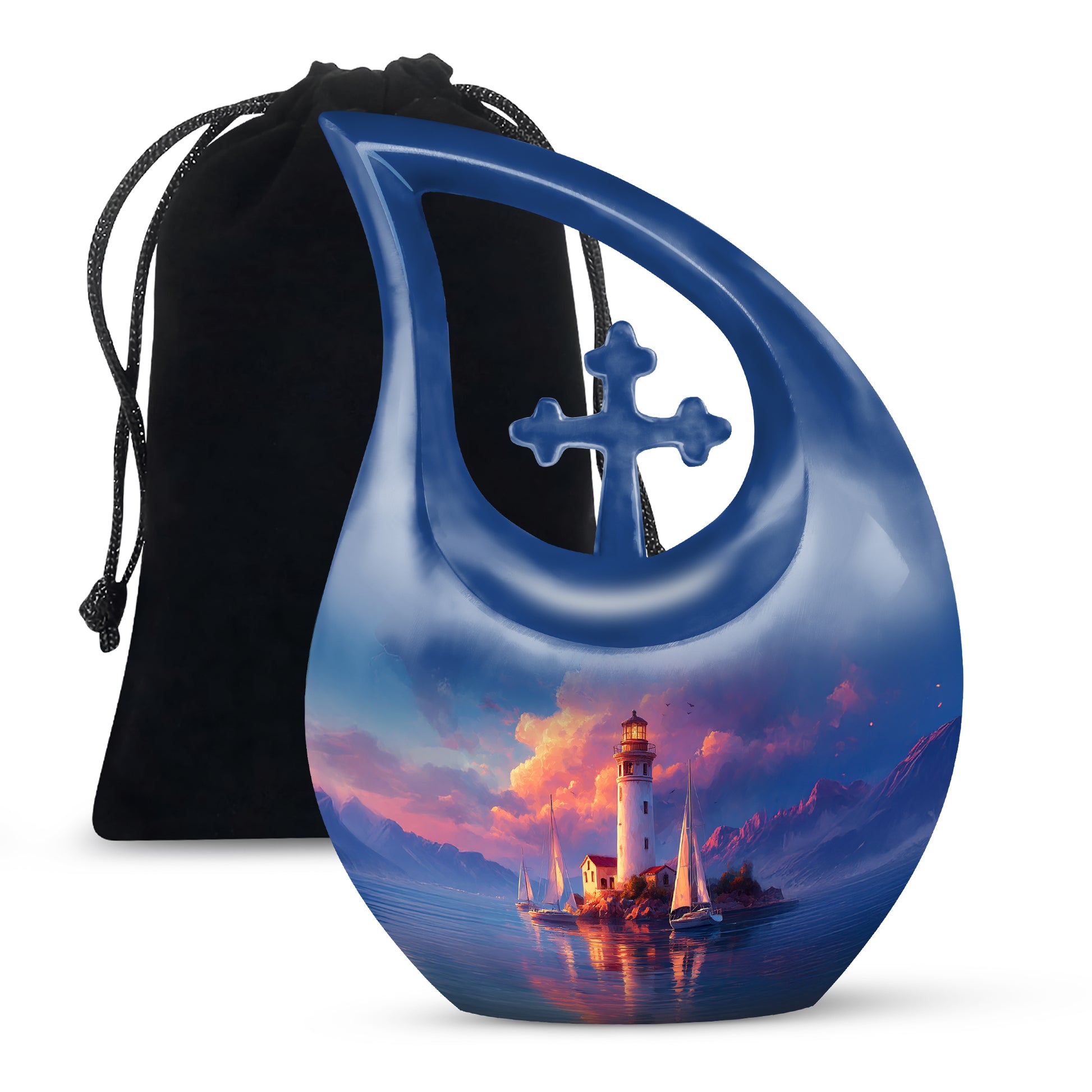 Sunset Lighthouse Memorial Urn - Ocean Cremation Urn For Human Ashes