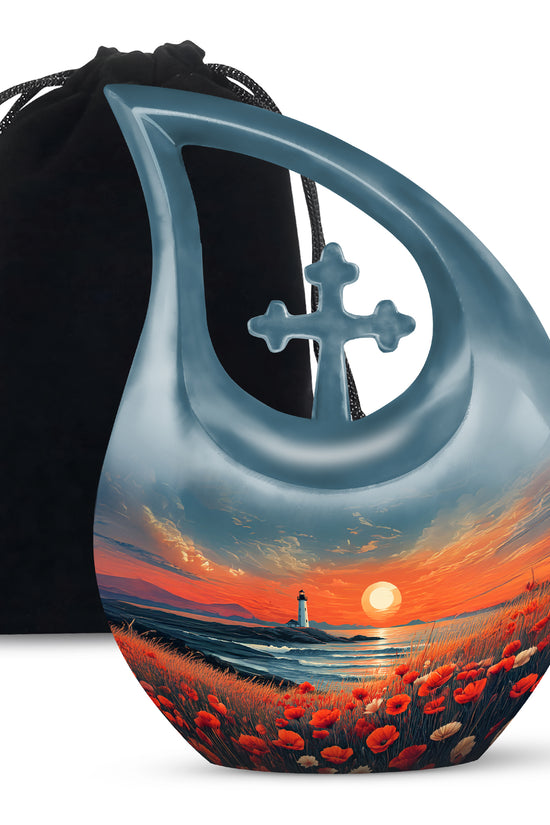 Peaceful Ocean Sunset Funeral Urn - Artistic Cremation Urn For Adults