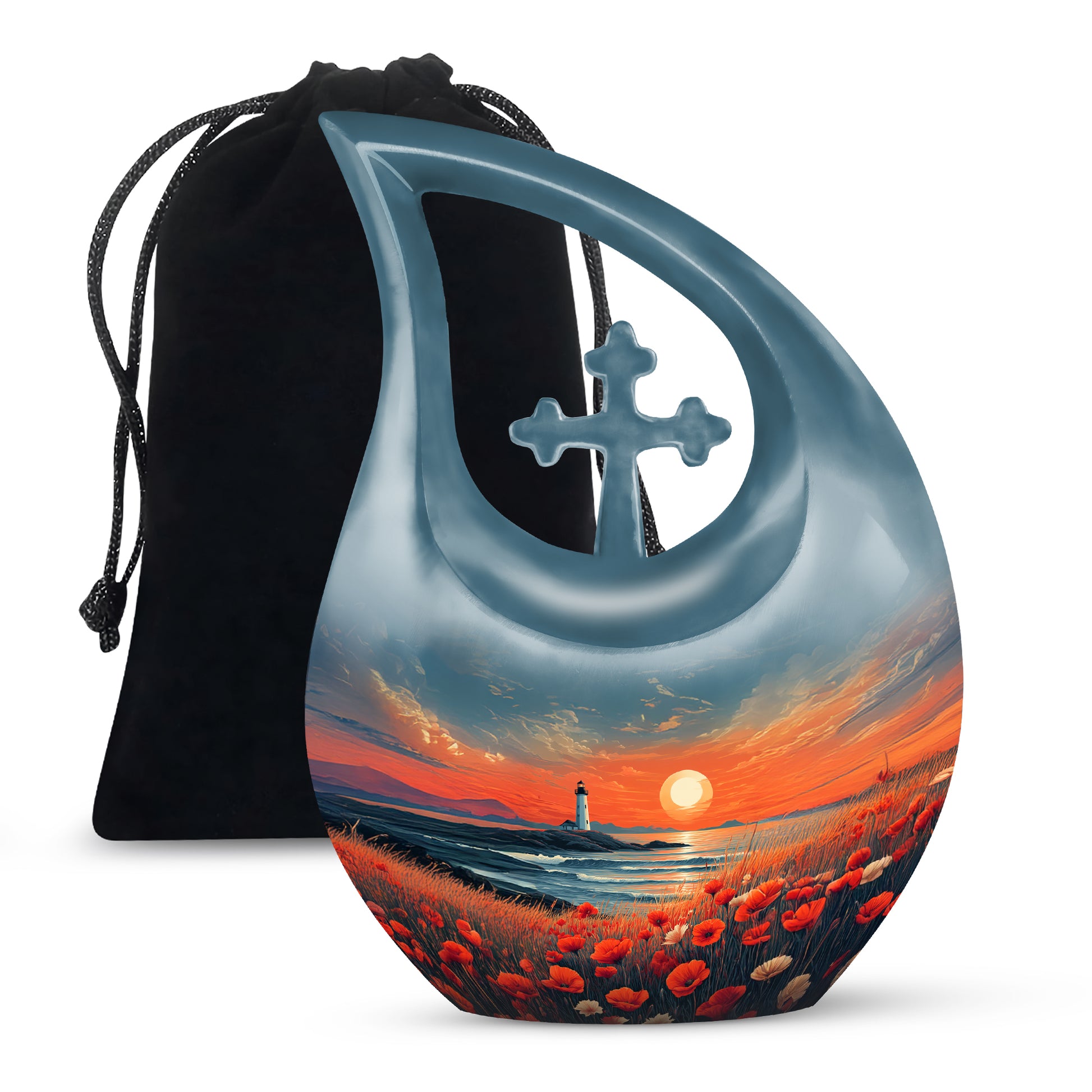 Peaceful Ocean Sunset Funeral Urn - Artistic Cremation Urn For Adults