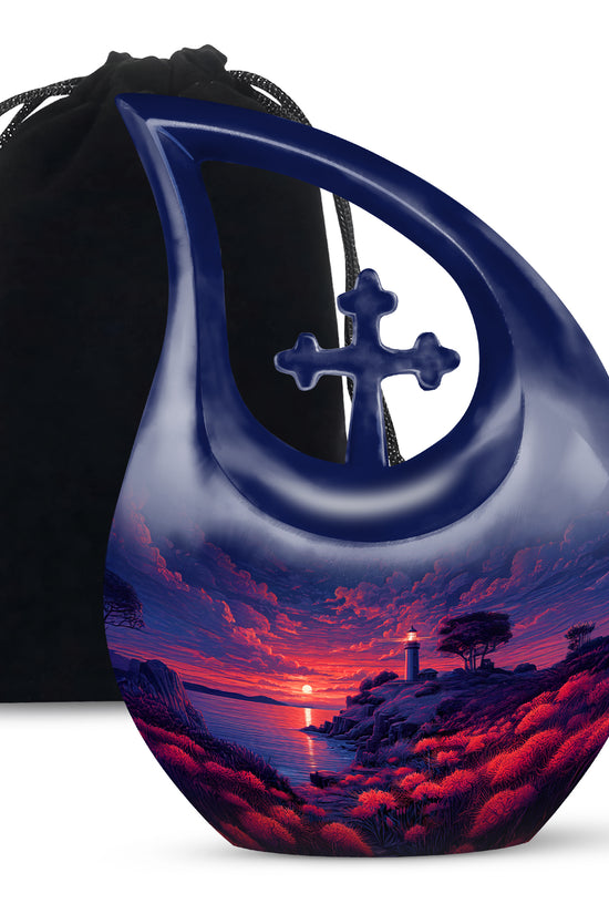 Beautiful Sunset Lighthouse Urn - Decorative Urns For Human Ashes