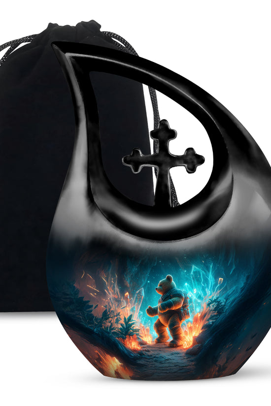 Adventure Teddy Bear Cremation Urn - Beautiful Memorial Urn For Male & Female