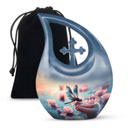 Blue Dragonfly Funeral Urn – Lotus Memorial Urn For Human Ashes