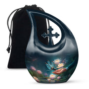 Elegant Dragonfly Cremation Urn – Blue Lotus Memorial Urn For Male & Female