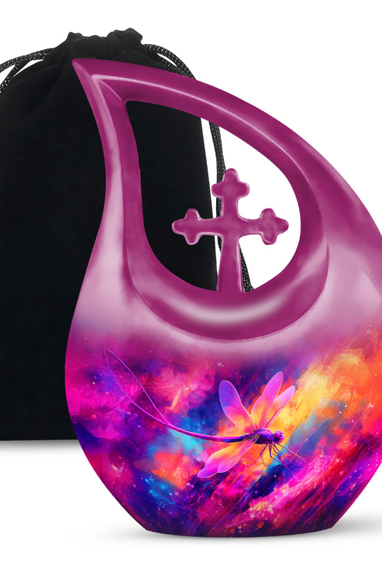 Elegant Dragonfly Cremation Urn - Colorful Memorial Urn For Adult Ashes