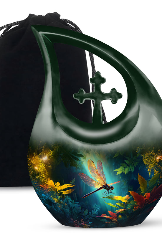 Unique Dragonfly Cremation Urn - Forest Funeral Urn For Male & Female