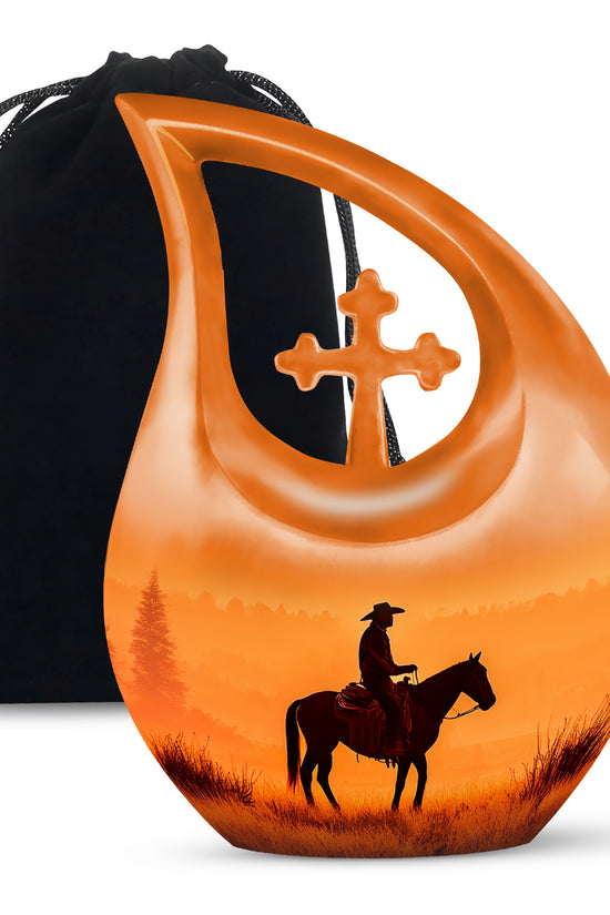Cowboy Cremation Urns For Ashes - Beautiful Sunset Funeral Urns For Ashes