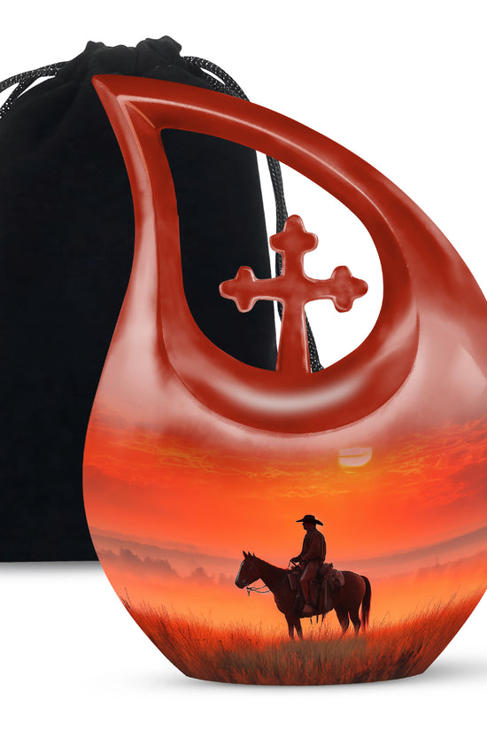 Horserider Funeral Urns - Beautiful Sunrise Container For Human Ashes