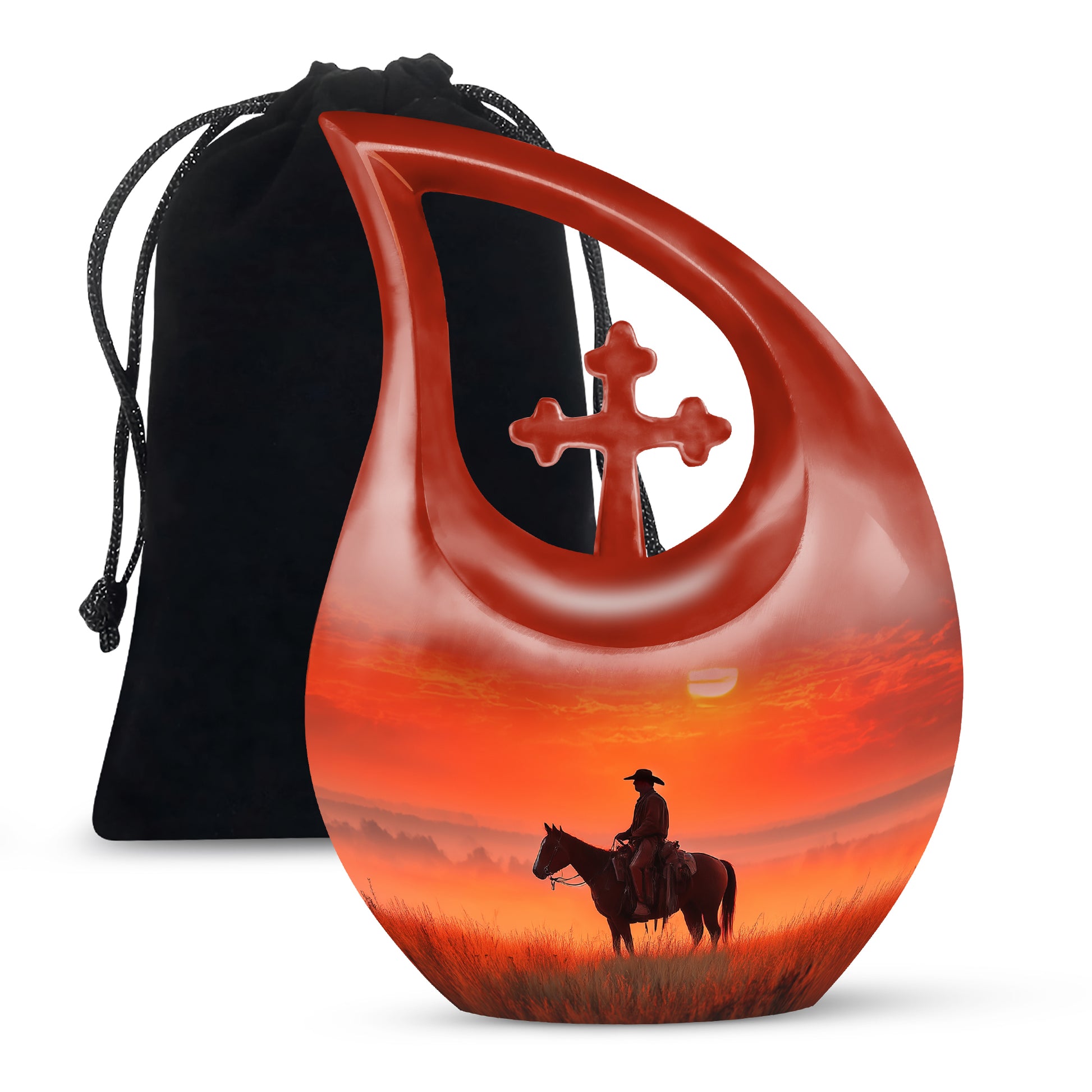 Horserider Funeral Urns - Beautiful Sunrise Container For Human Ashes