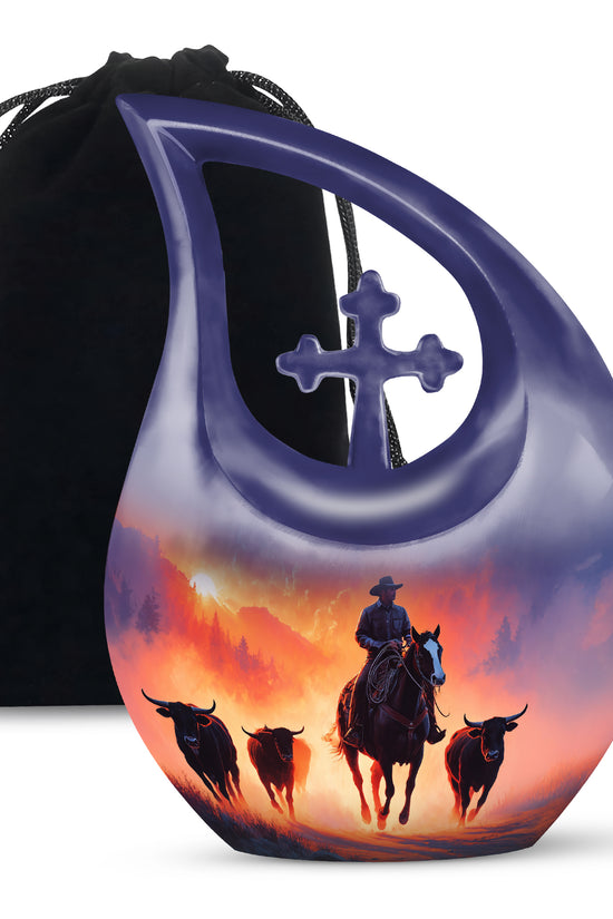 Cowboy Cremation Urns For Ashes - Sunset Memorial Urns For Pet Ashes