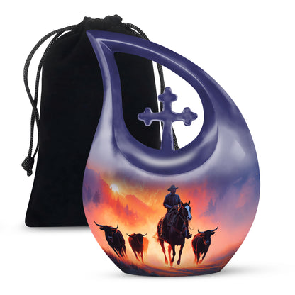 Cowboy Cremation Urns For Ashes - Sunset Memorial Urns For Pet Ashes