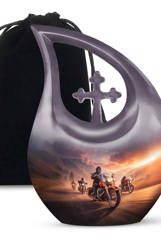 Motorcycle Riders Cremation Urn - Biker Memorial Urn For Loved Ones