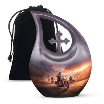 Motorcycle Riders Cremation Urn - Biker Memorial Urn For Loved Ones