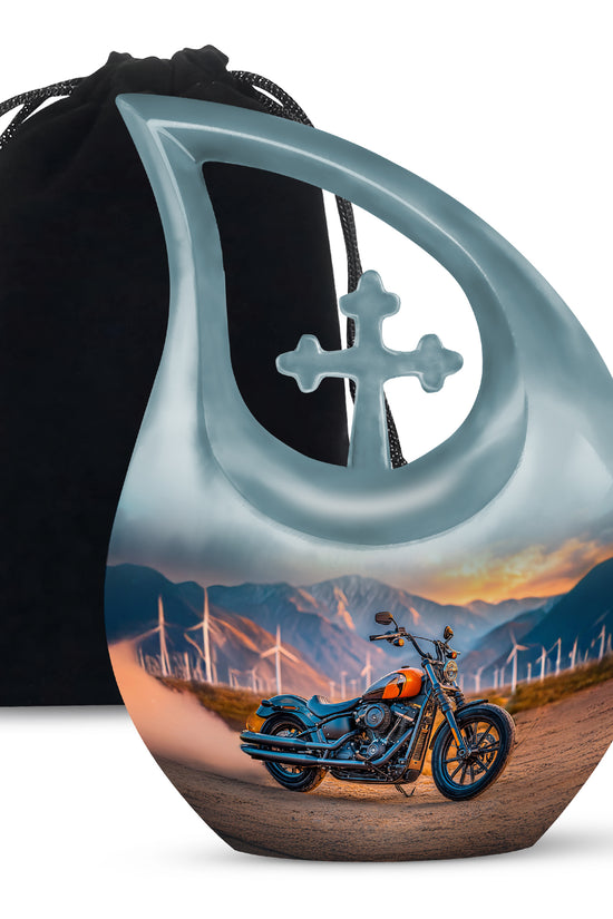 Motorcycle Funeral Urn For Men - Mountain Cremation Urn For Adult Ashes