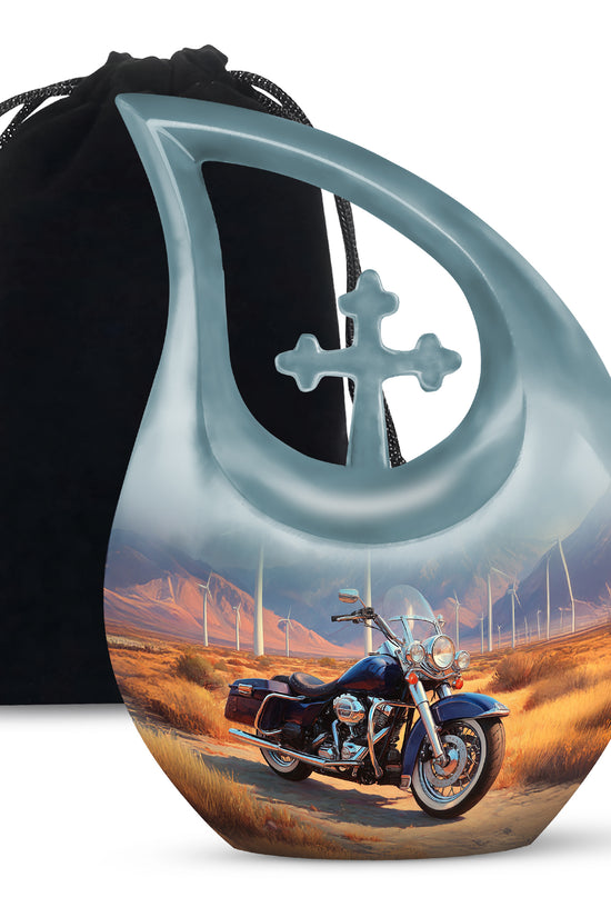 Scenic Motorcycle Memorial Urn - Windmill Valley Funeral Urn For Human Ashes