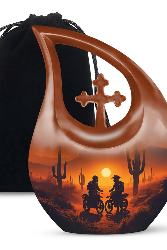 Desert Riders Memorial Urn - Beautiful Sunset Cremation For Human Ashes
