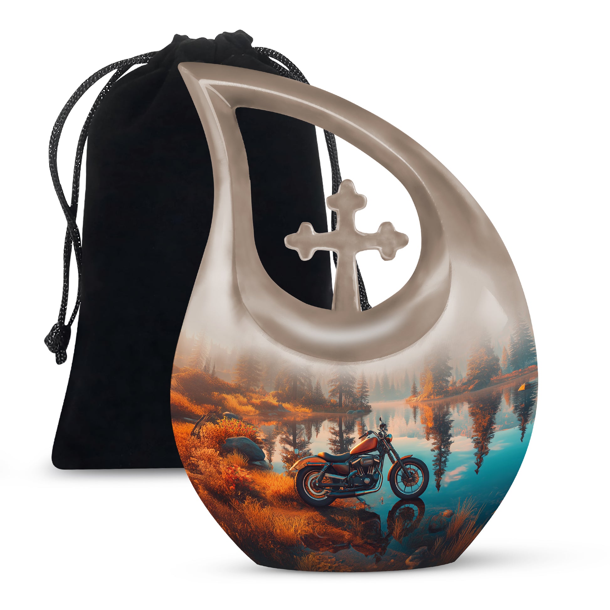 Scenic Forest Lake Cremation Urn - Memorial Urn For Loved Ones