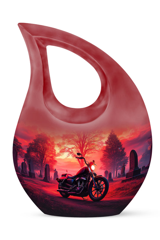 Inspiring Red Bike Testament Urn for Human Ashes - 10-inch, 200 cu in - Karyliz