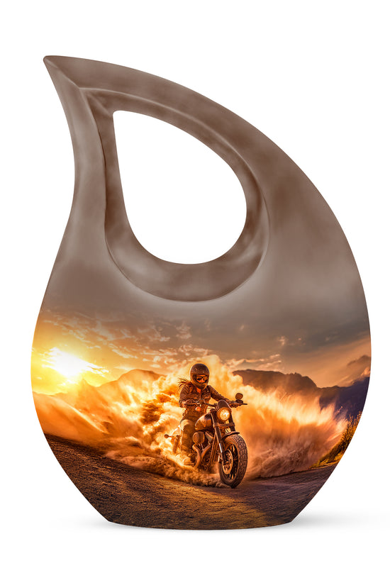 Gold Bike Sentinel Cremation Urns for Human Ashes - 10-inch, 200 cu in - Karyliz