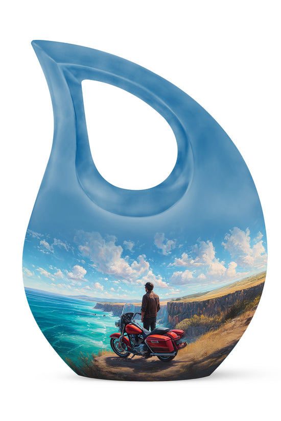 Everlasting Blue Bike Commemoration Urn for Human Ashes - 10-inch, 200 cu in - Karyliz