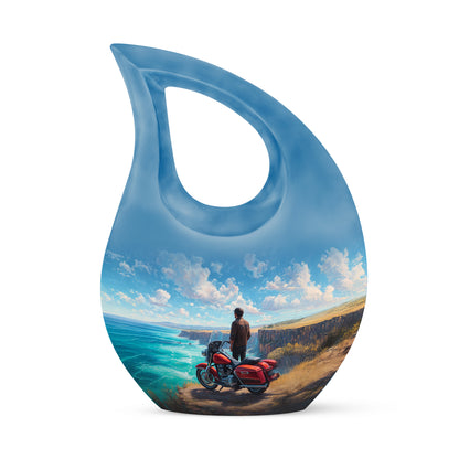 Everlasting Blue Bike Commemoration Urn for Human Ashes - 10-inch, 200 cu in - Karyliz