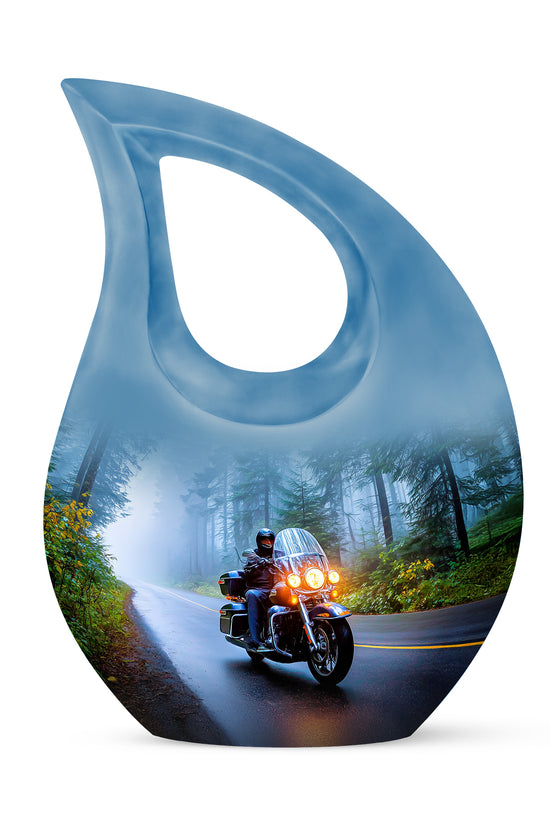 Personalized Blue Sovereign Bike Cremation Urns for Human Ashes - 10-inch, 200 cu in - Karyliz