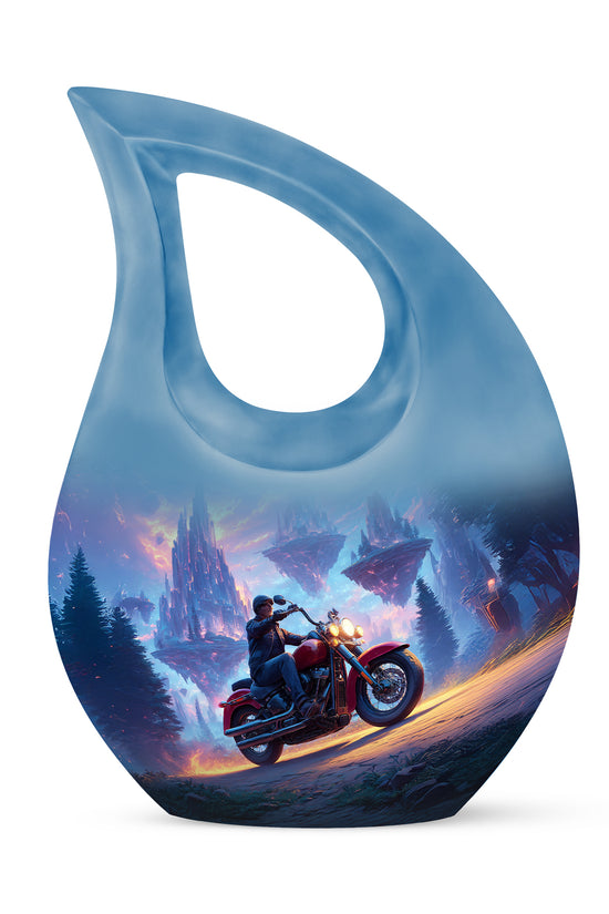 Blue Resounding Bike Memorial Urn for Ashes - 10-inch, 200 cu in - Karyliz