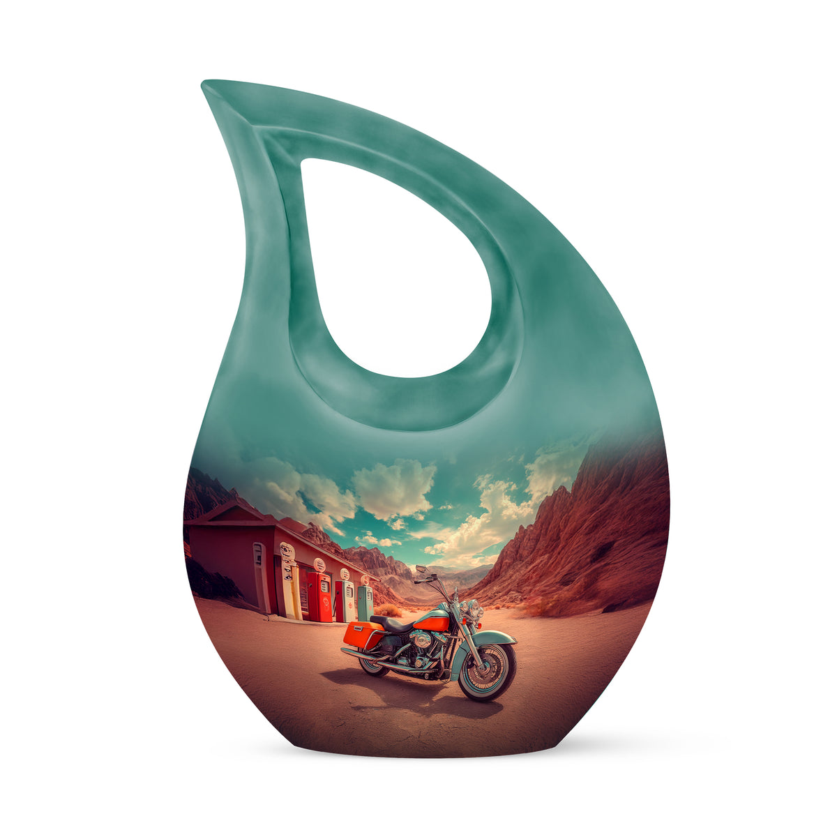 Harmonious Bike Cremation Urns for Human Ashes - Teal 10-inch - Karyliz
