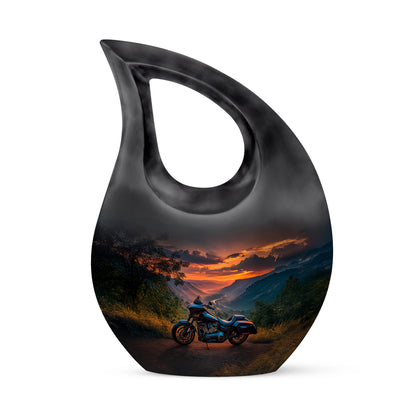 Personalized Blue Revered Bike Cremation Urns for Human Ashes - 10-inch, 200 cu in - Karyliz