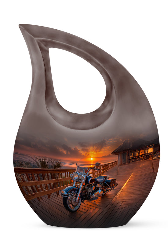 Black Comforting Bike Memorial Urn for Ashes - 10-inch, 200 cu in - Karyliz