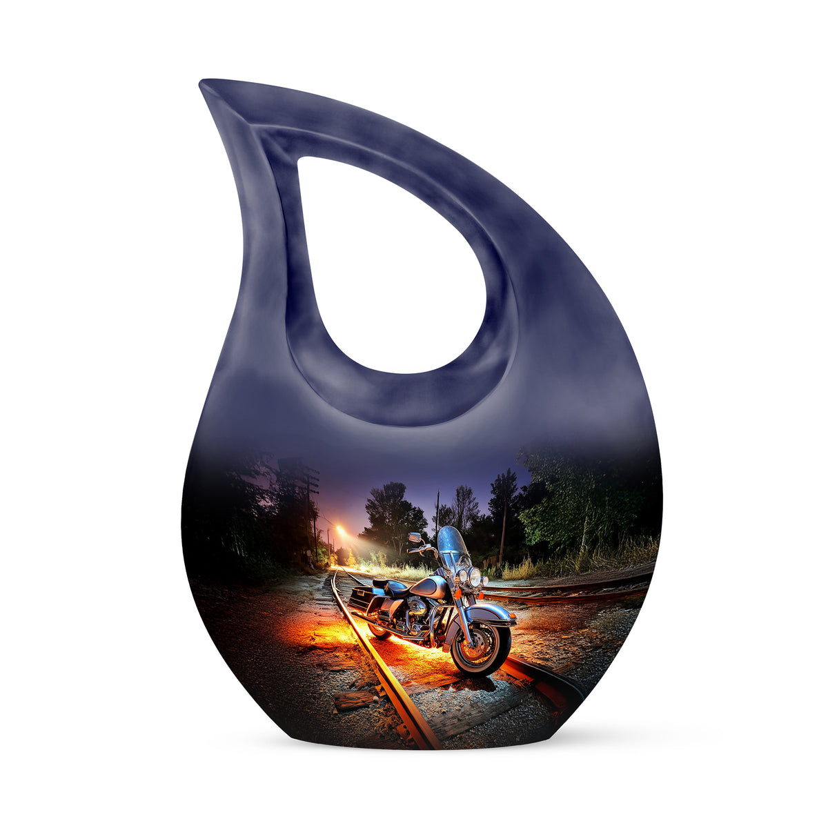 Blue Breathtaking Bike Memorial Urn for Ashes - 10-inch, 200 cu in - Karyliz