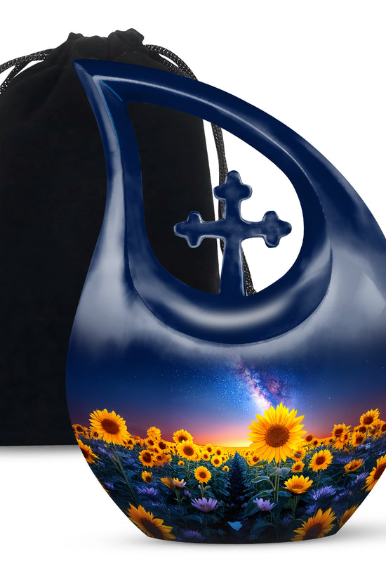 Sunflower Cremation Urn - Night Sky Beautiful Urn For Human Ashes