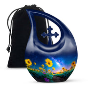 Sunflower Field Cremation Urn - Galaxy Theme Memorial Urn For Ashes