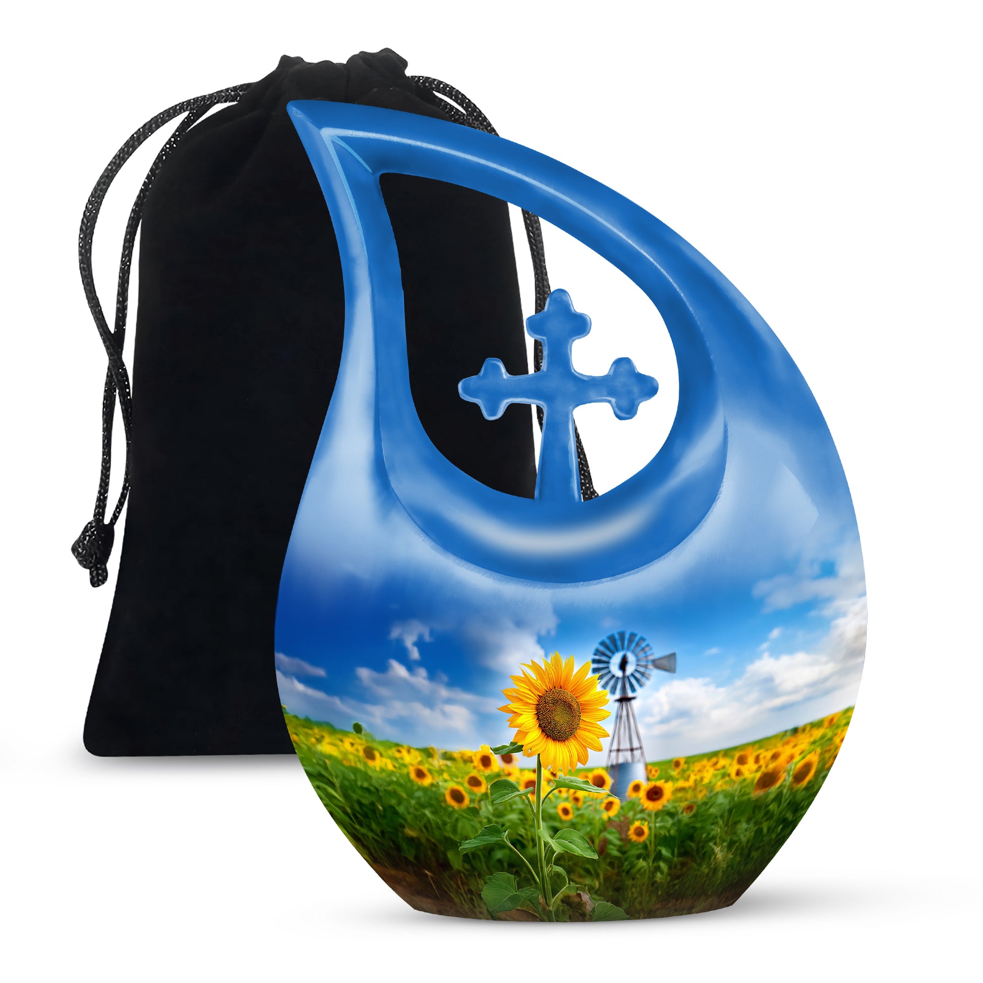 Beautiful Sunflower Farm Urn - Windmill Cremation Urn For Adults Ashes