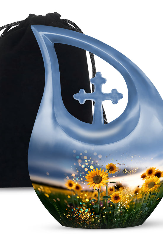 Sparkling Sunflower Field Urn - Decorative Cremation Urn For Loved Ones