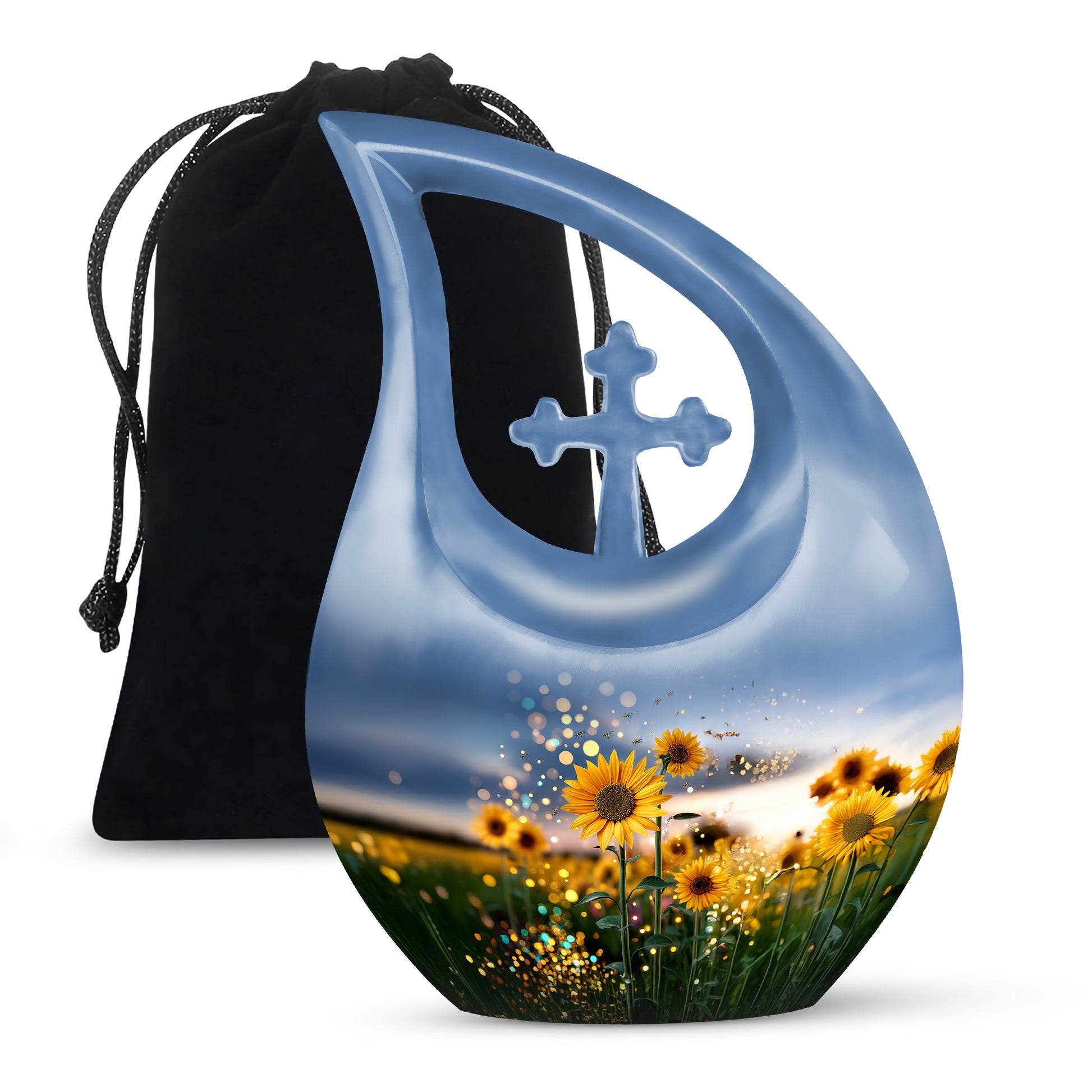 Sparkling Sunflower Field Urn - Decorative Cremation Urn For Loved Ones