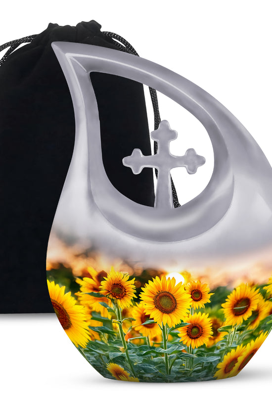 Golden Light Sunflower Urn - Memorial Urn For Loved Ones