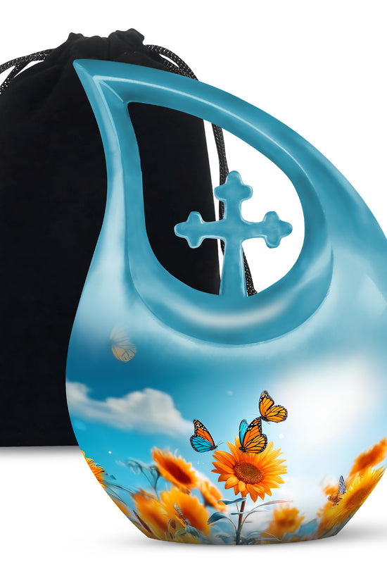 Sunflower Sky Garden Urn - Butterfly Funeral Urn For Adults Ashes